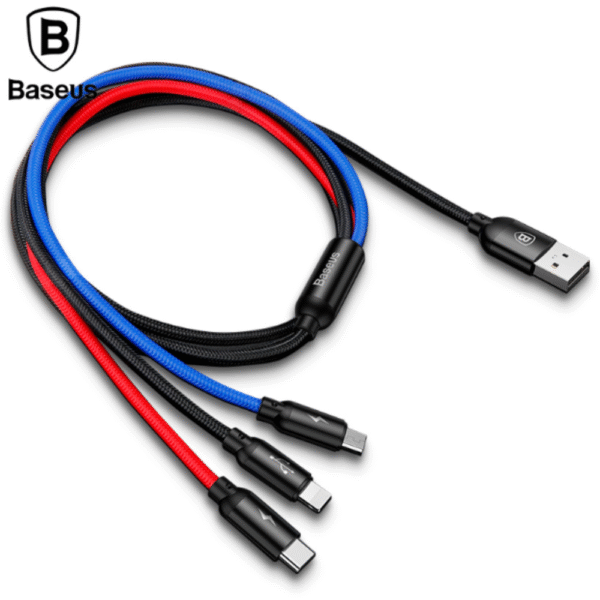 Baseus Multi Charging Cable 3 in 1 Fast Charger Cord Type C / Lightning / Micro USB